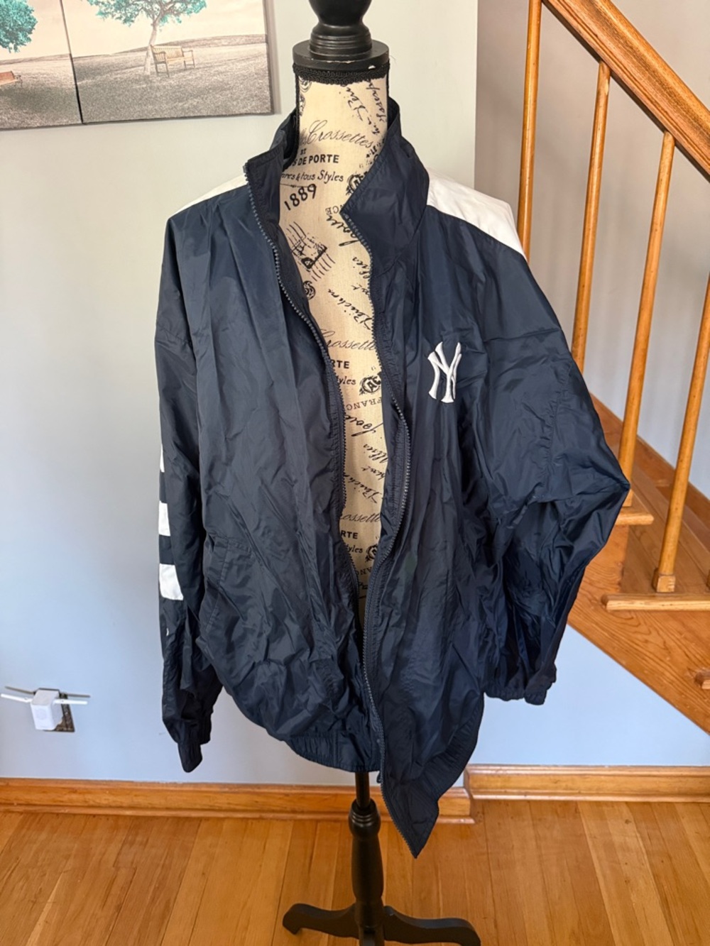 Official New York Yankee Navy and White Windbreaker Jacket